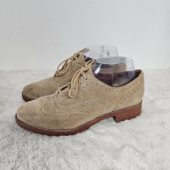 Sperry Tan Suede Wingtip Oxfords Preppy Classic 7.5 - Picture 1 of 11